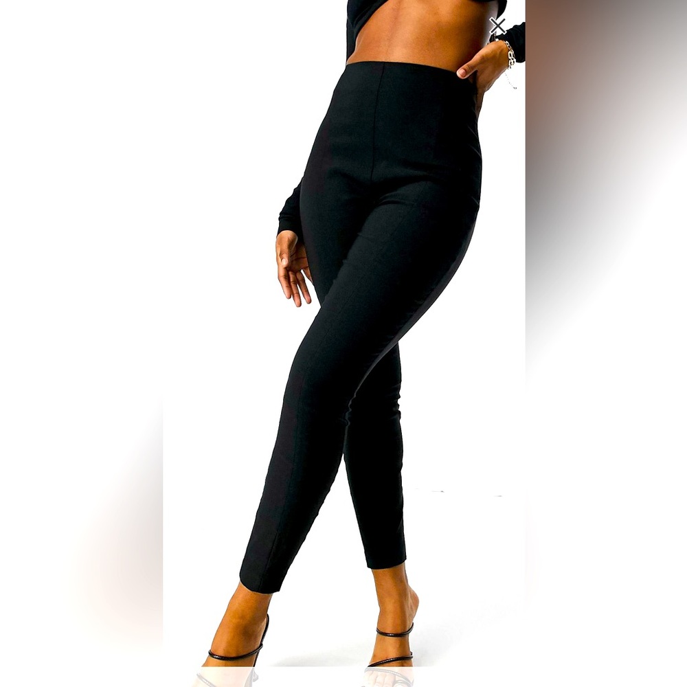 ASOS Black High Waisted Work Pants, crop length